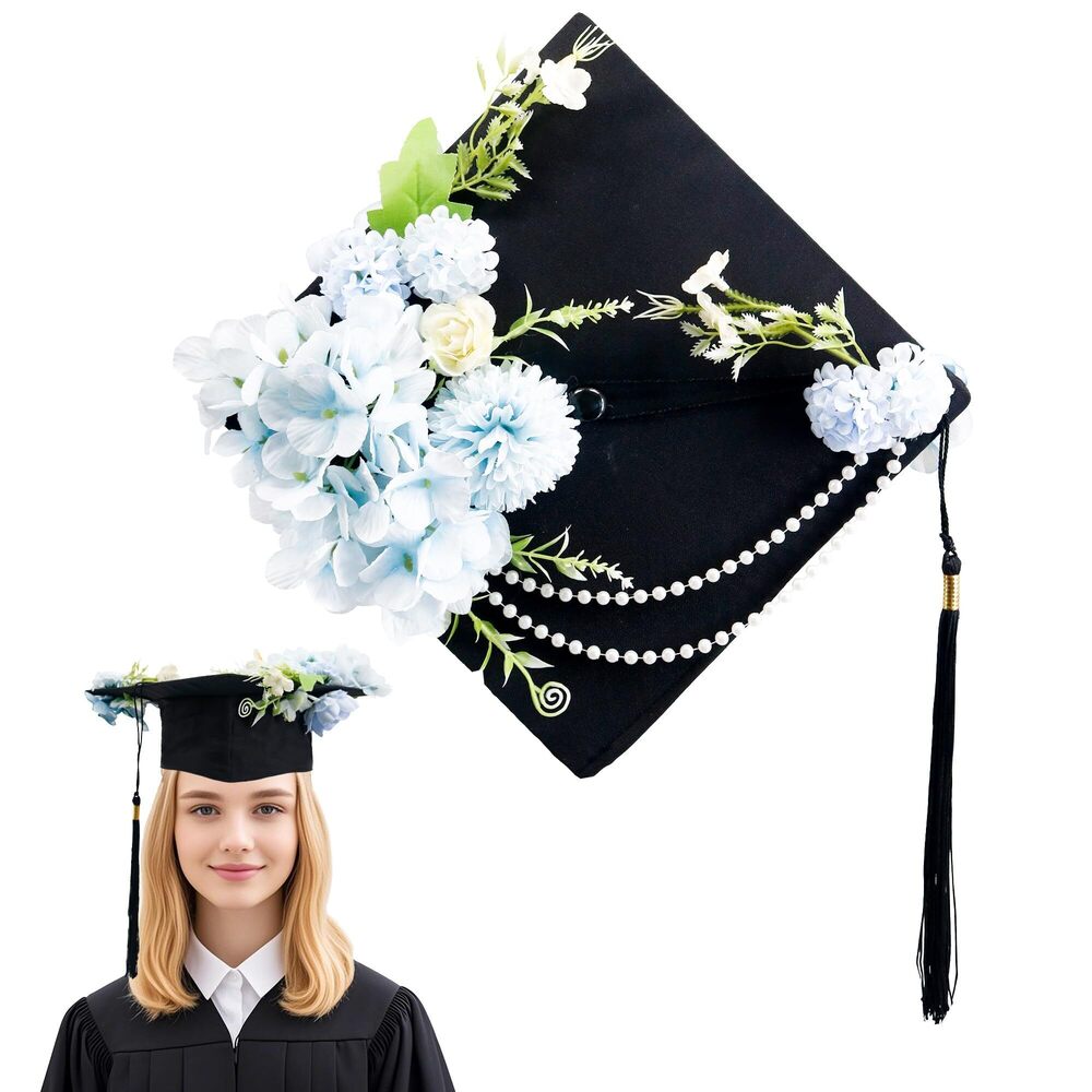 7050 Graduation Cap with Decoration Kit Grad Cap Topper with Faux Flower